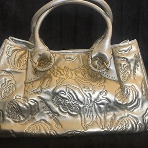 Beverly Feldmen Gold embossed  Satchel